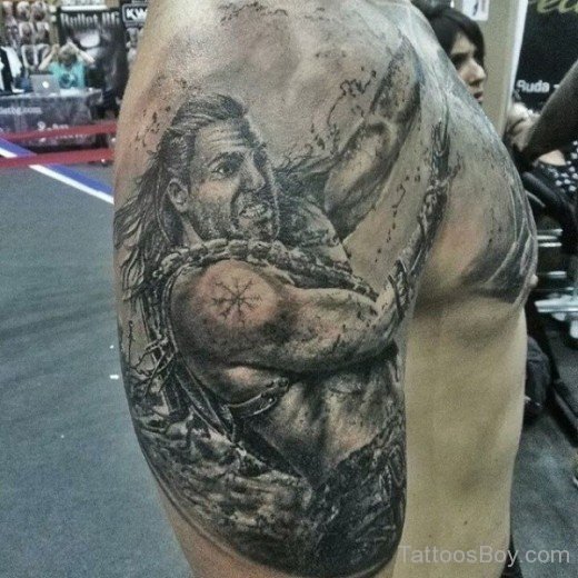 Grey Armor Tattoo On Shoulder-TB1102