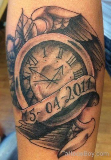 Grey Clock Tattoo