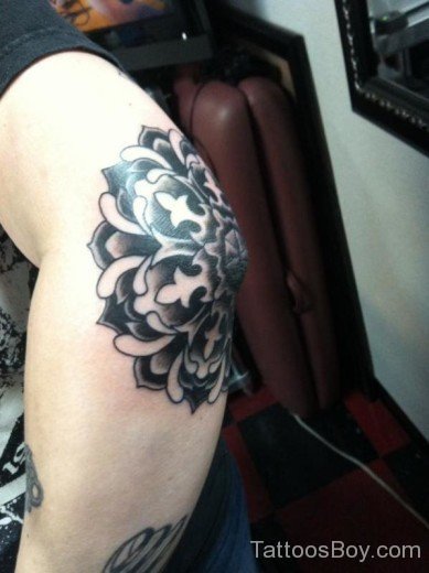 Grey Flower Tattoo Design On Elbow-TB132