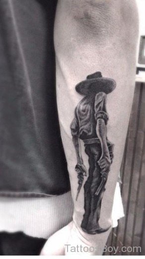 Grey Ink Cowboy Tattoo-TB12217