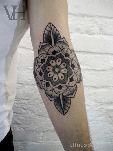 Grey Ink Mandala Flower Tattoo-TB134