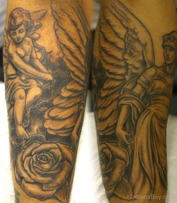 baby angel tattoo sleeve