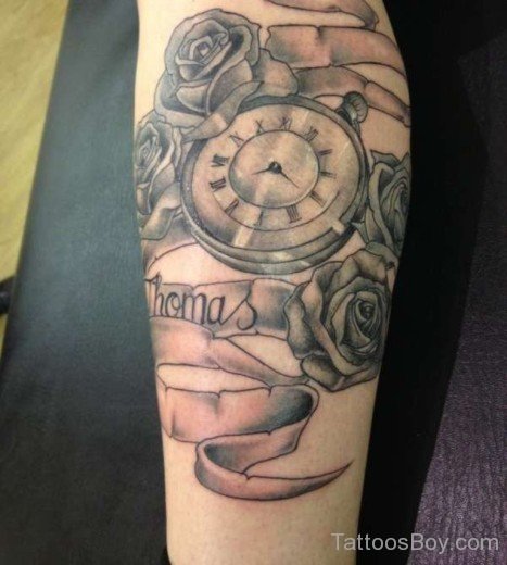 Grey Inked Clock Tattoo-Tb12112