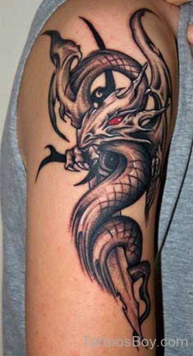 Grey Inked Dragon Tattoo-TB12219
