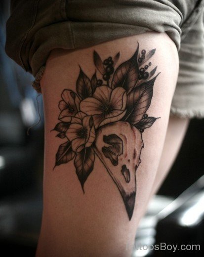 Grey Inked Flower Tattoo-TB12064