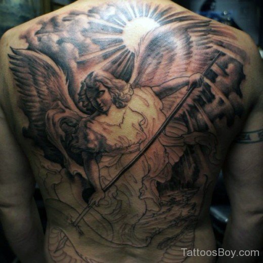 Guardian Angel Tattoo Design On Full Back-TB12096
