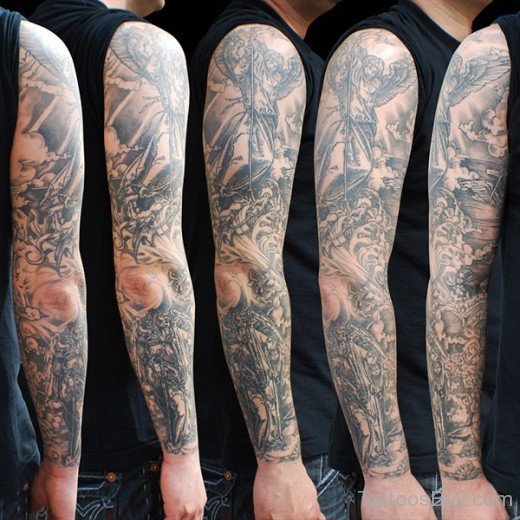 Guardian Angel Tattoo  Design On Full Sleeve-TB12092