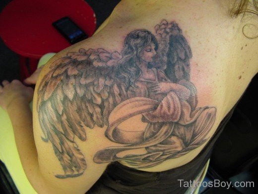 Guardian Angel Tattoo On Back Shoulder-TB12107