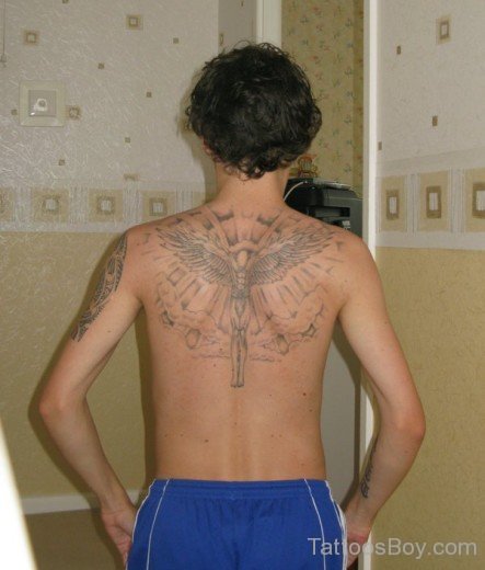 Guardian Angel Tattoo On Back758-TB12111