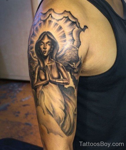Guardian Angel Tattoo On Half Sleeve 69-TB1212