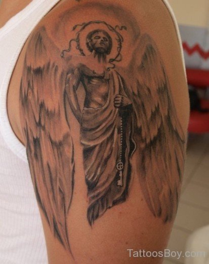 Guardian Angel Tattoo On Half Sleeve 76-TB12121