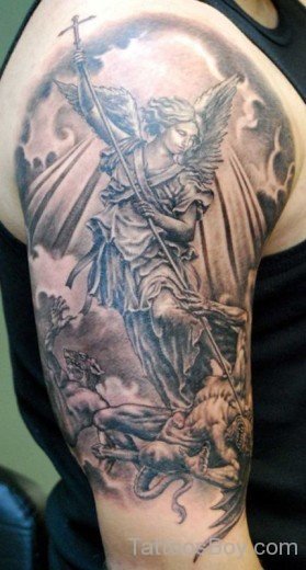 Elegant Guardian Angel Tattoo 
