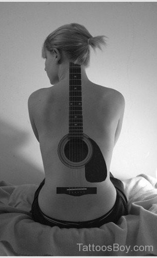 Guitar Tattoo On Back