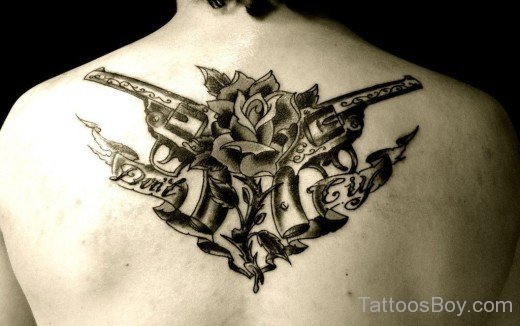 Gun Tattoo Design On Back-TB12220