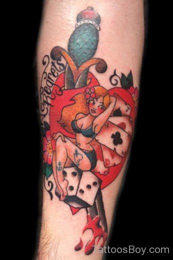 Heart And Dagger Tattoo-TB12062