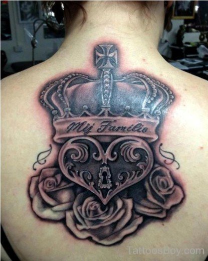 Heart And Rose Tattoos On Back--TB133