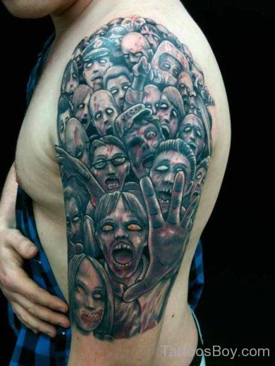 Horror Zombie Tattoo On Half Sleeve '-TB1033