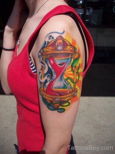 Hourglass Tattoo On Shoulder-TB12093