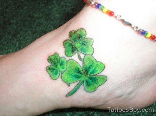 Irish Shamrock Tattoo On Foot-TB12138