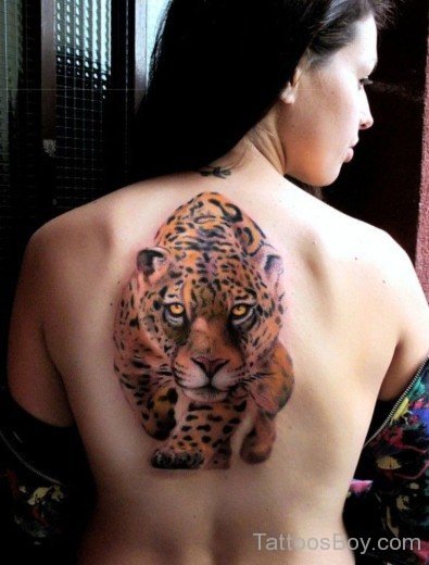 Jaguar Cat Tattoo On Back-TB12105