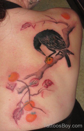 Japanese Crow Tattoo On Back-TB1109