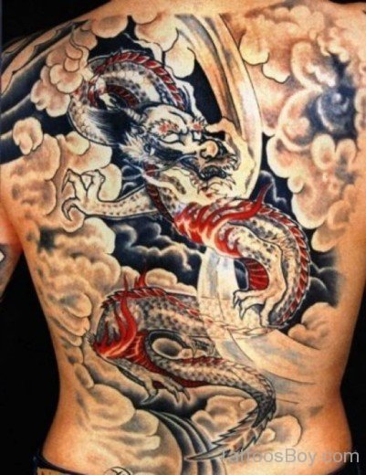 Japanese Dragon Tattoo Design On Full Back-TB12235