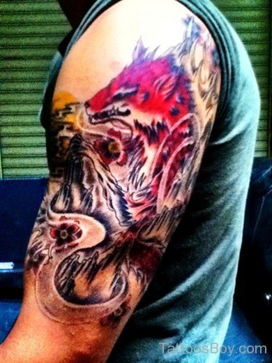  Fox Tattoo On Half Sleeve-TB168