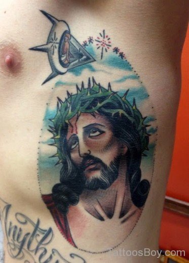 Jesus Tattoo On Rib