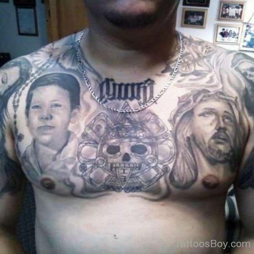 Jesus Tattoo On chest-TB12236