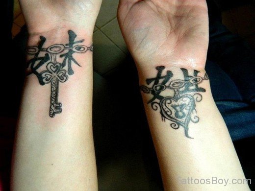 Key And Lock Tattoo On Wrist-TB12237