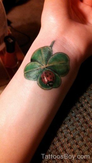 Ladybug Anf Clover Tattoo On Wrist-TB12140