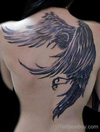 Large Crow Tattoo On Back-TB1110
