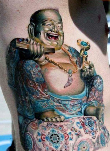 Laughing Buddha Tattoo On Rib-TB1101