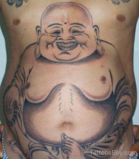 Laughing Buddhist Tattoo On Stomach-TB1104