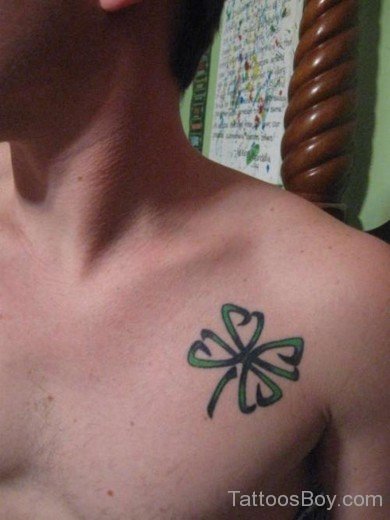 Leaf Clover Tattoo on Chest-TB12141