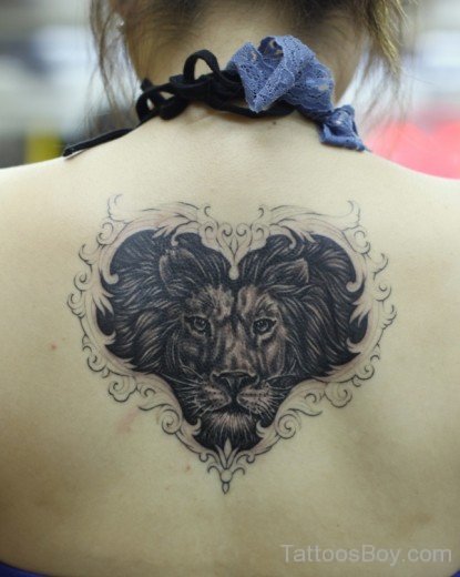 Lion Head Tattoo On Back-TB1070