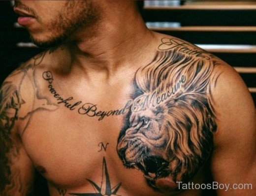 Lion Tattoo On Chest-TB1073