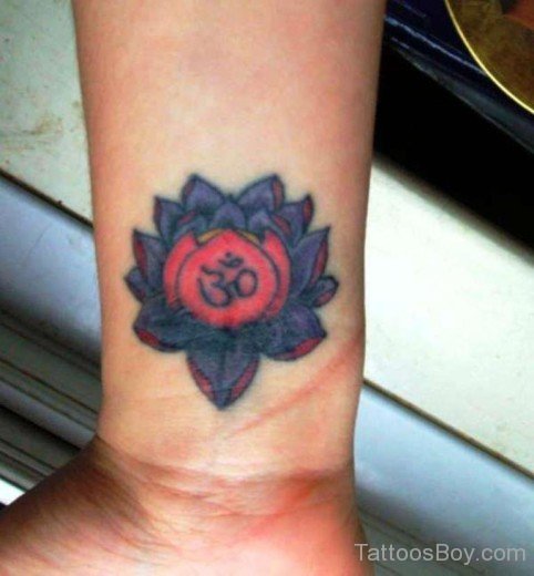 Lotus And Om Tattoo On Wrist-TB12241