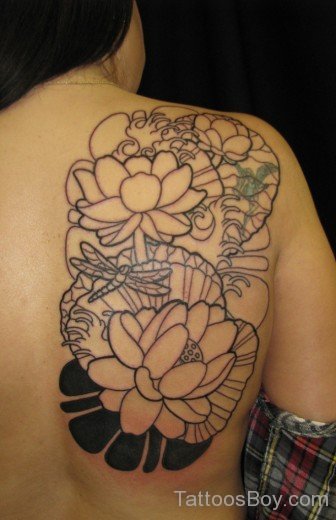 Lotus Tattoo On Back-TB1107