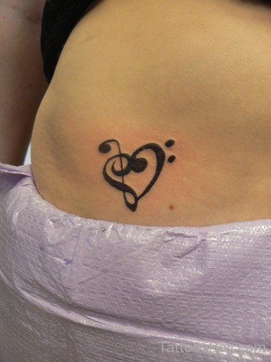 Love And Music Tattoo Symbol On Waist-TB12244