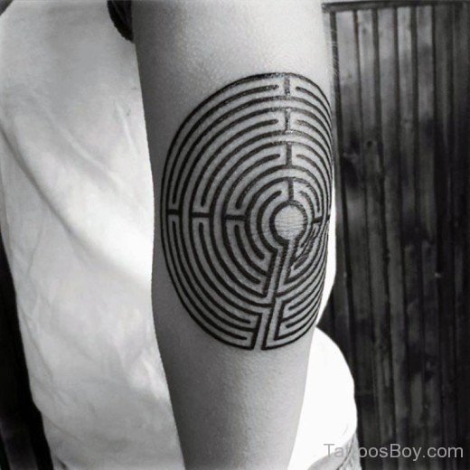Maze Tribal Elbow Tattoo-TB1442