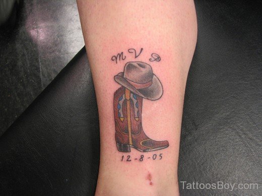 Memorable Cowboy Boot And Hat Tattoo-TB12250