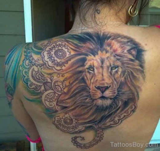 Mind Boggling African Lion Tattoo On Back-TB1078