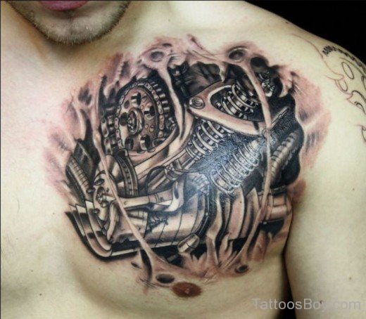 Motorcycle Engine Tattoo On Chest-TB1229