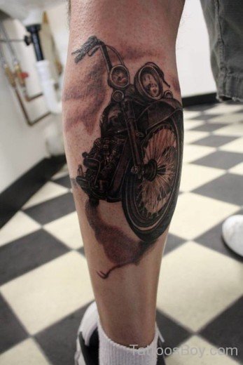 Motorcycle Tattoo On Leg-TB1234