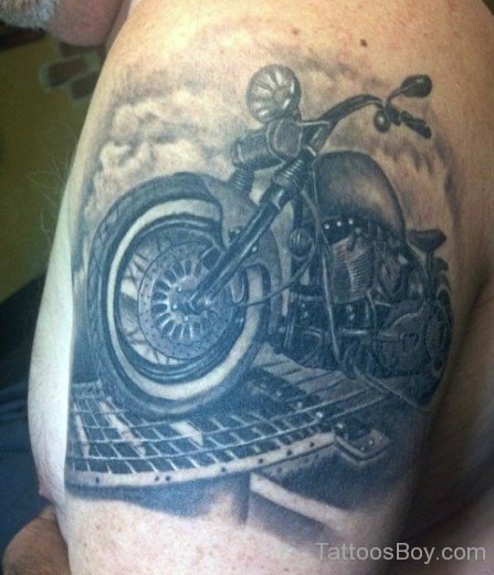 Motorcycle Tattoo On Shoulder-TB1235