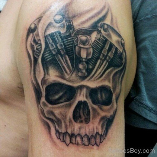 Motorcycle Engine with skull Tattoo-TB1230
