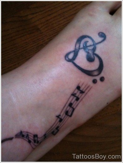 Music Heart Tattoo On Foot-TB12251