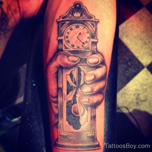 Old Clock Tattoo On Arm-TB12099