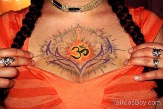 Om Tattoo On Chest-Tb1230